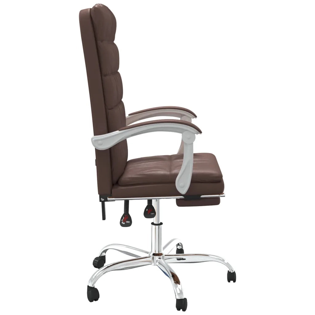 Poltrona da Ufficio Reclinabile Marrone in Similpelle 349654