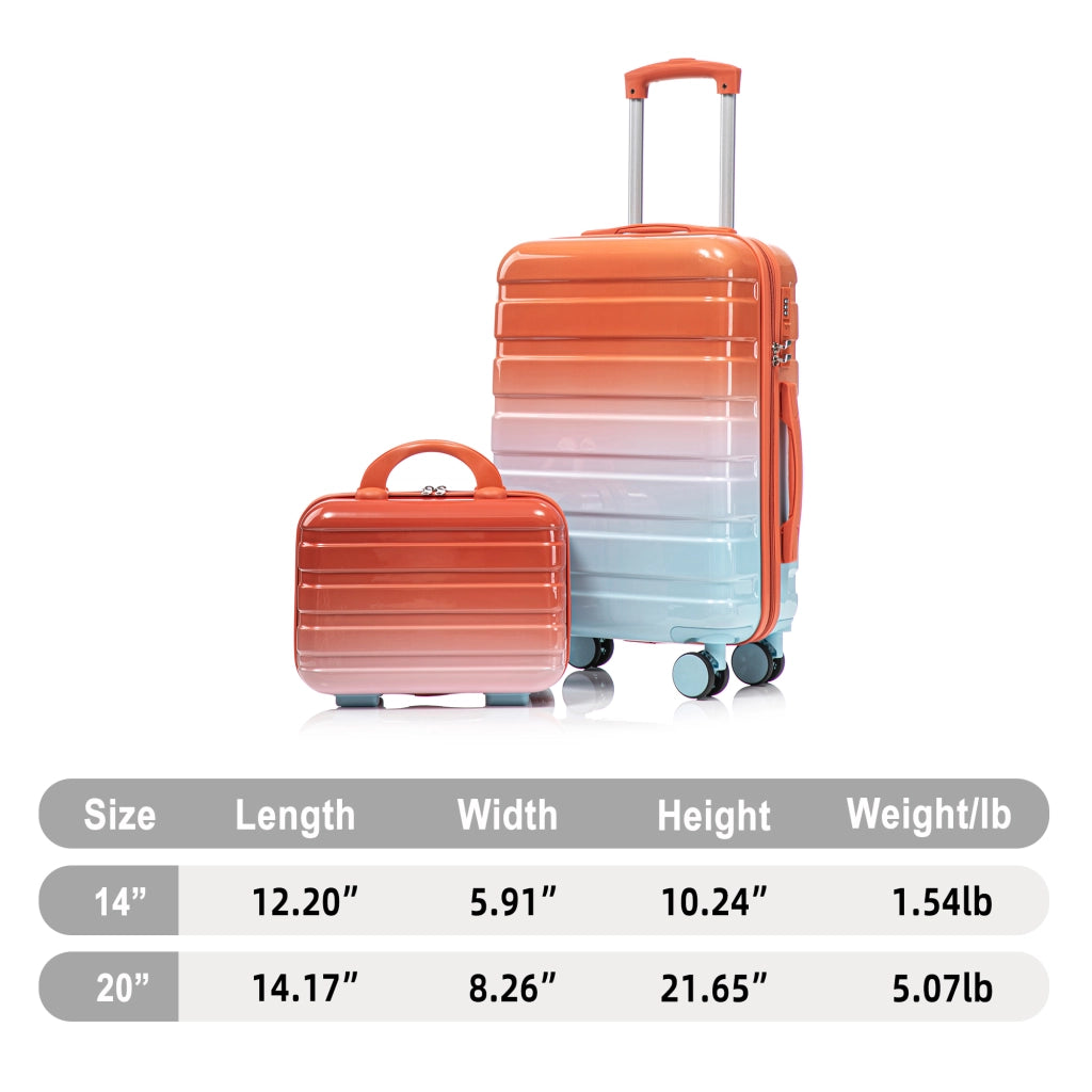 Set di valigie 2 pezzi da viaggio in PC con ruote girevoli chiusura a combinazione e beauty case rimovibile rosso