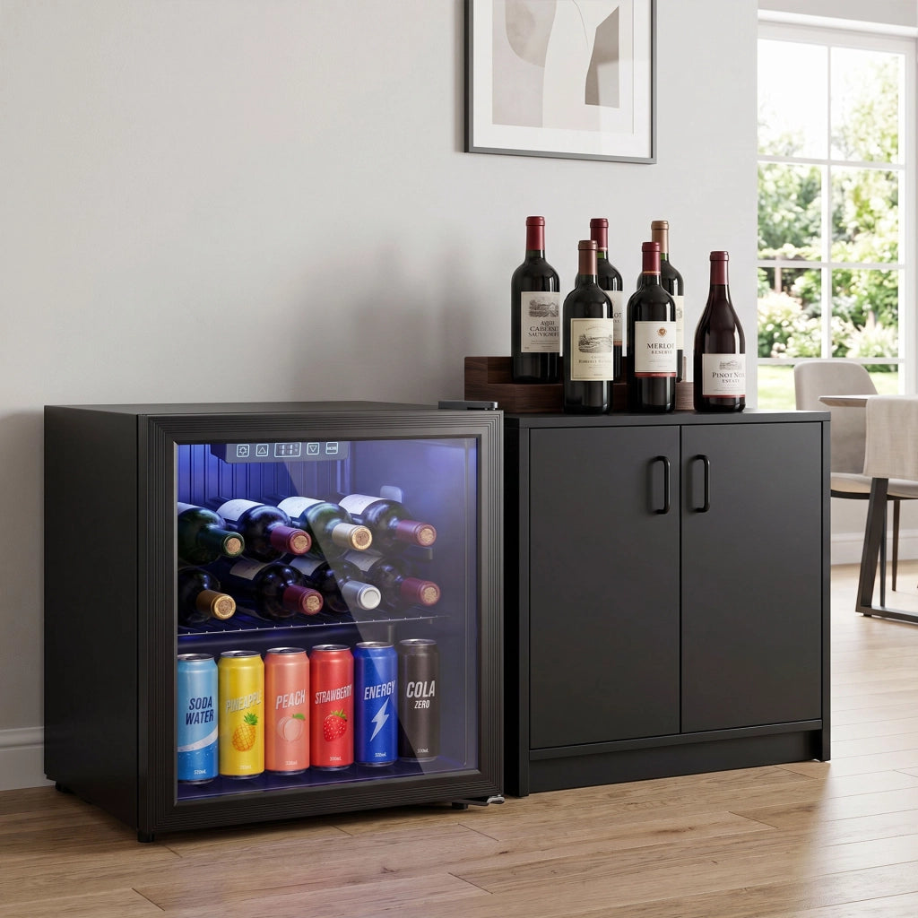 Frigorifero per bevande 50L ¨C Xylo ¨C porta doppio vetro, LED, nero