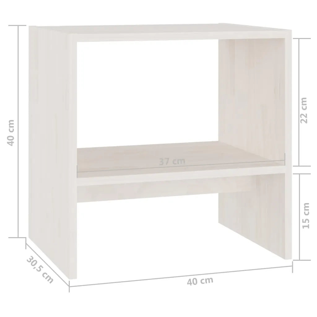 Comodini 2 pz-Set di 2 Tavolino da notte Bianchi 40x30,5x40 cm in Legno Massello di Pino 576965