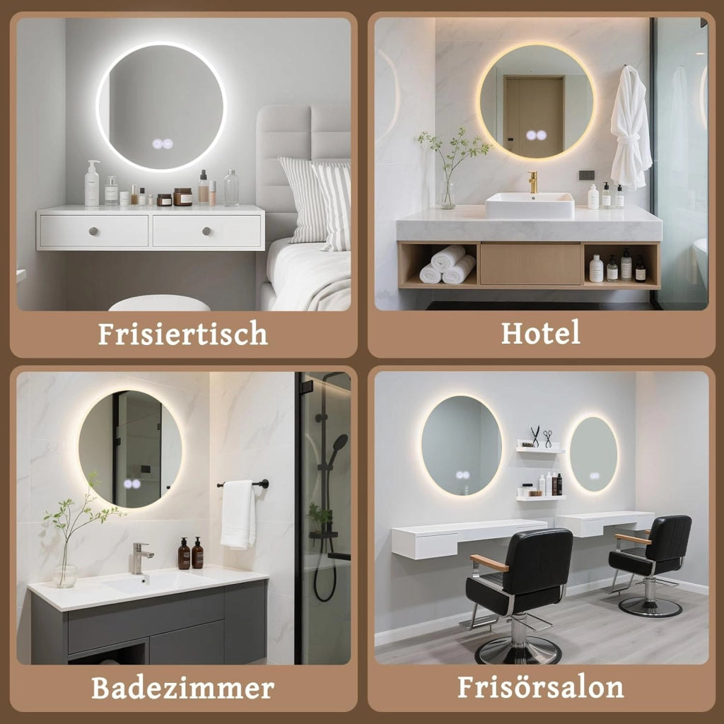 ZMH Specchio da Bagno Illuminato con Regolazione d'Intensità e Interruttore Touch