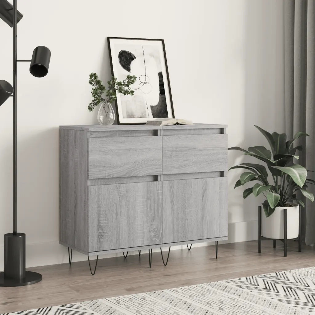 Credenze 2 pz | Madia | Buffet da pranzo | Armadio da pranzo Grigio Sonoma 40x35x70 cm in Legno Multistrato
