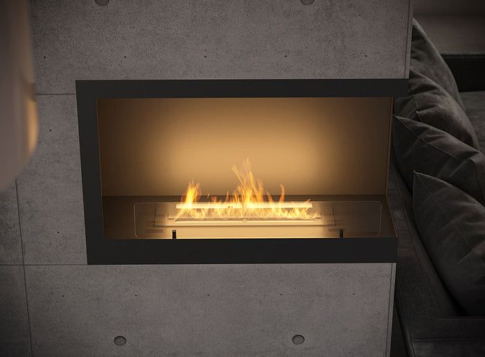 Camino a Bioetanolo da Incasso 84x54 cm Inside P800 V1 Angolo a Destra Nero con Vetro