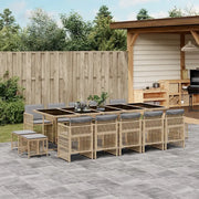 Set Pranzo da Giardino 15 pz con Cuscini Beige Misto Polyrattan 3210996