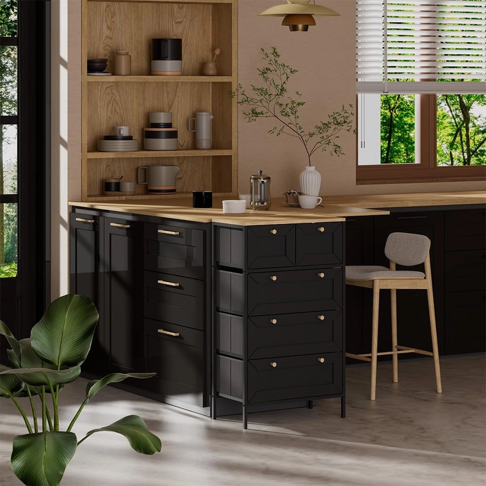 Cassettiera Belaro, Nero, 56 x 95 cm con 5 cassetti, adatto per riporre abbigliamento e accessori