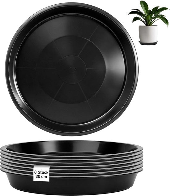 Set di 8 Tappetini per Pianta - Supporti in Plastica - Diametro della Pianta 30 cm - Tappetini a Forma di Fiore - Piante - Supporto per Pianta per Interno e Esterno