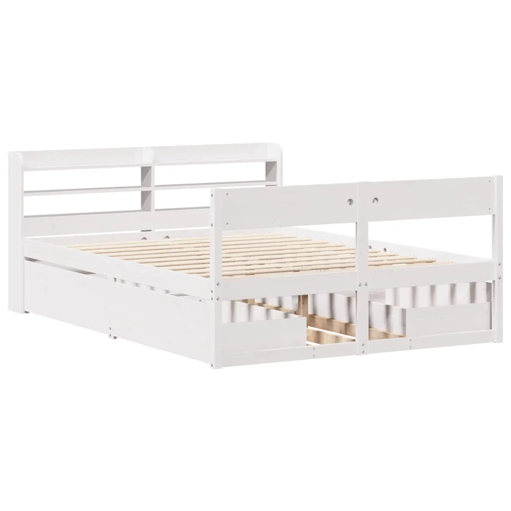 Letto senza Materasso Bianco 120x190 cm Legno Massello di Pino