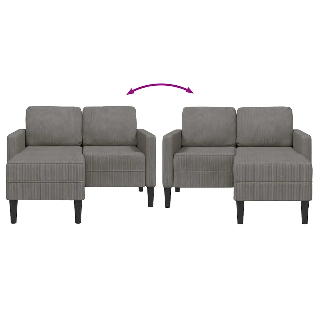 Divano 2 Posti con Chaise longue a L Grigio Chiaro 125 cm Lino 4107076