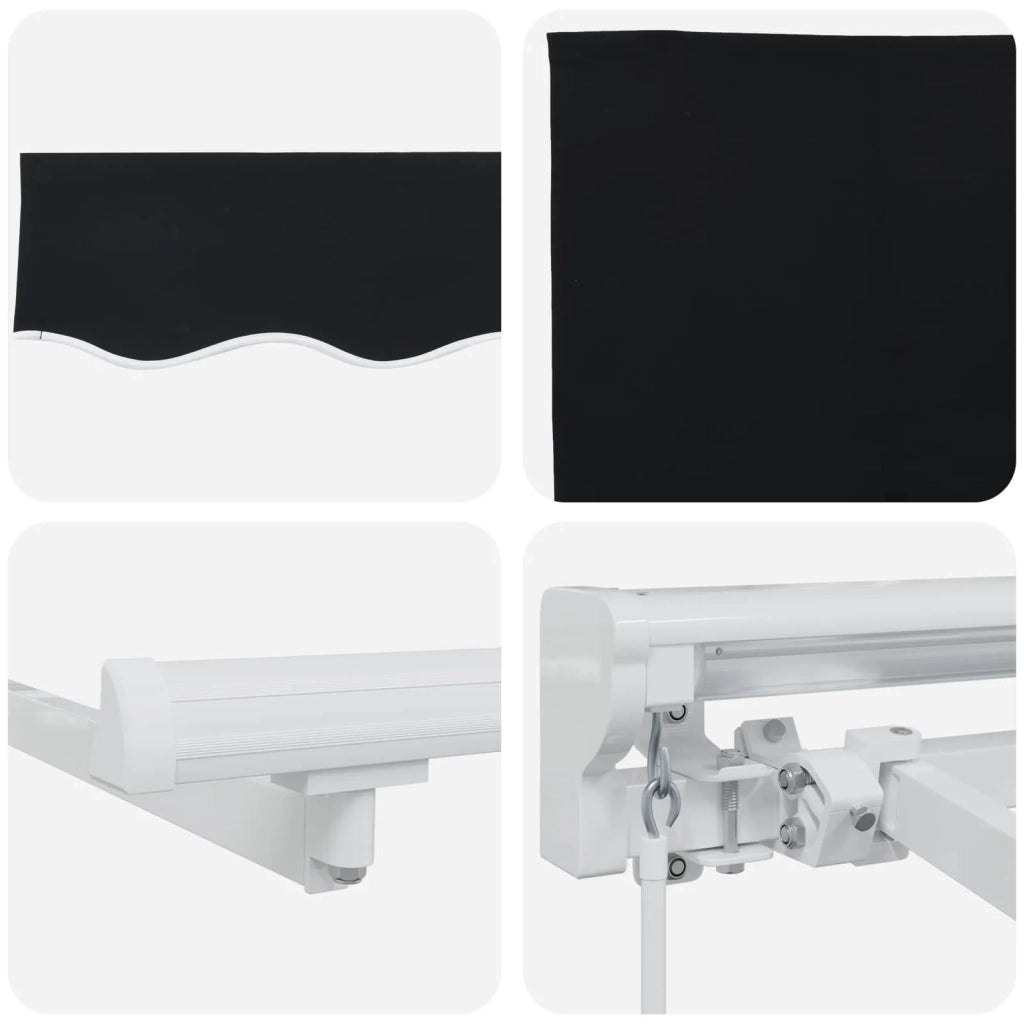 Tenda retrattile manuale-Tenda parasole per balcone Nero 3 x 2,5 m