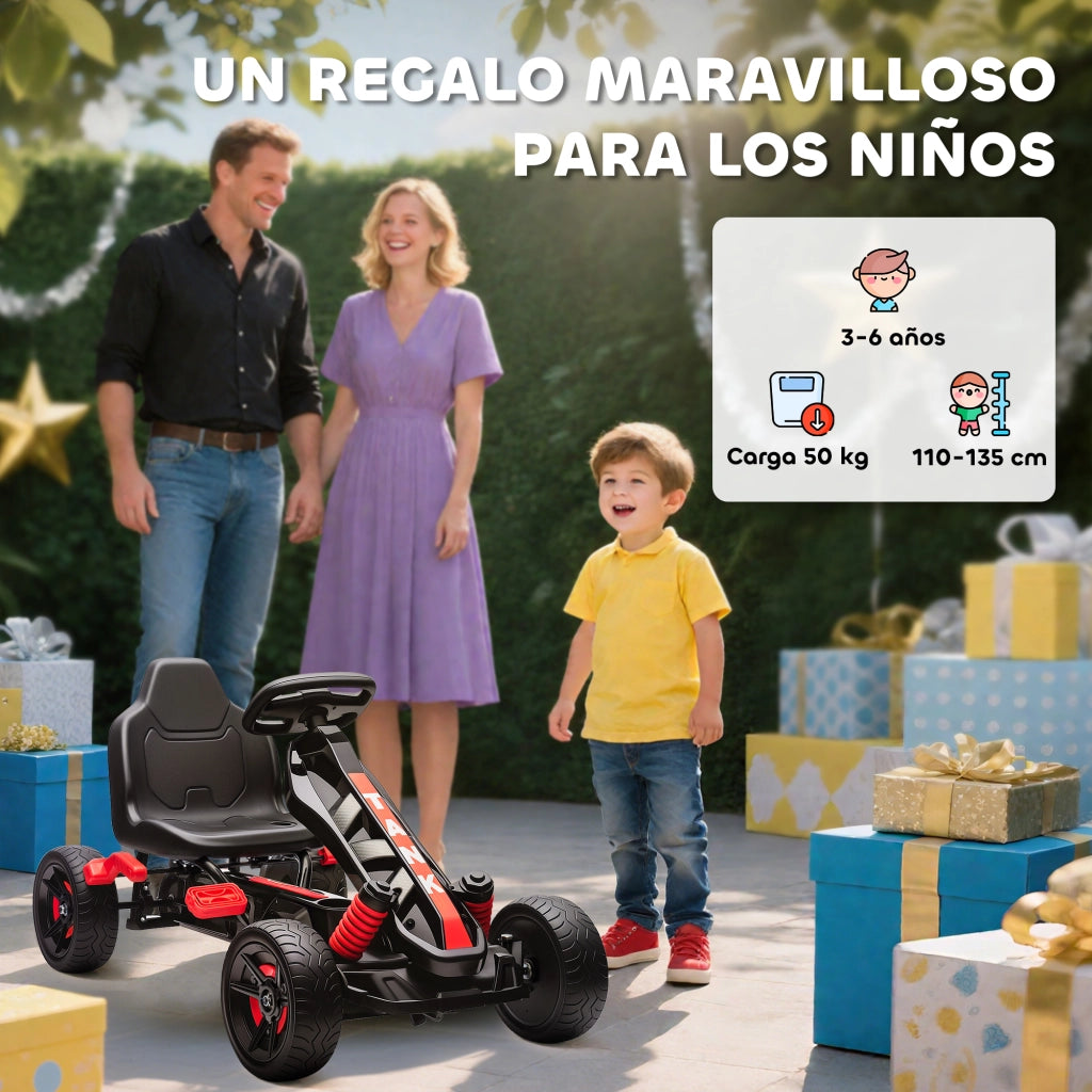 Go-Kart a Pedali per Bambini 3+ Anni ¨C Xylo ¨C Rosso con Freno e Ruote EVA Antiscivolo
