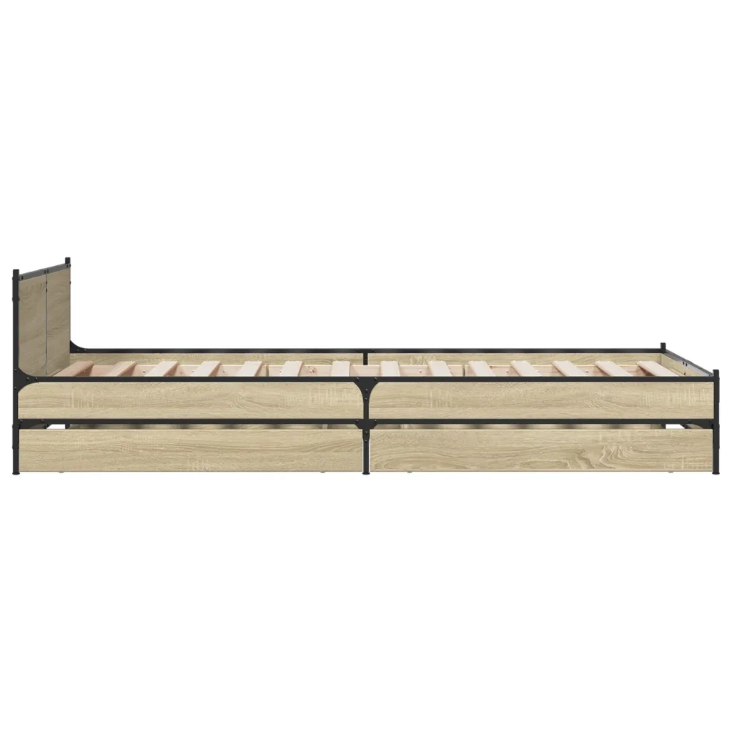 Letto singolo | Letto per adulti | Giroletto Cassetti Rovere Sonoma 75x190 cm Legno Multistrato