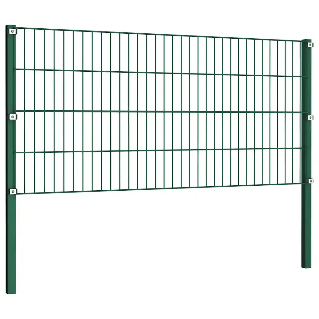 Pannello di recinzione con pali in ferro 1212x80 cm verde 278610