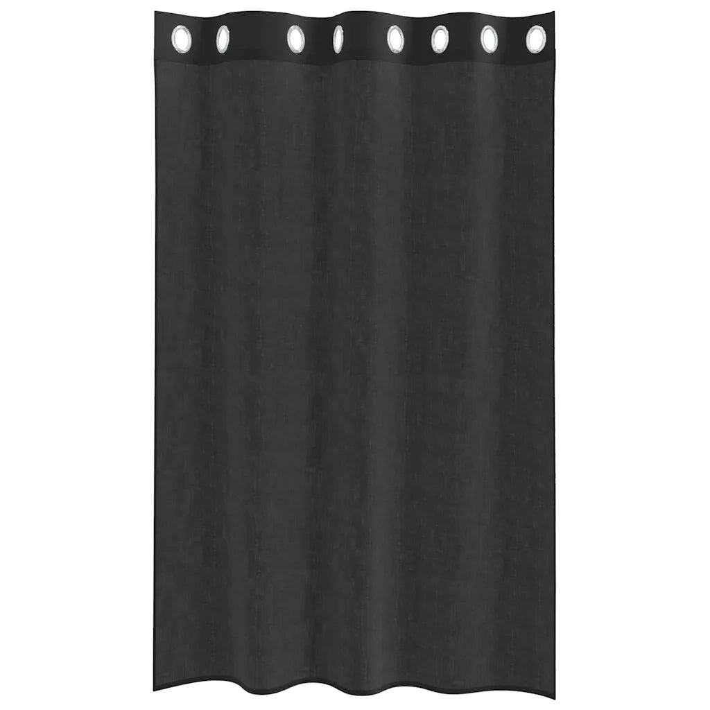 Tende in Voile con Occhielli 2 pz Nero 140x175 cm