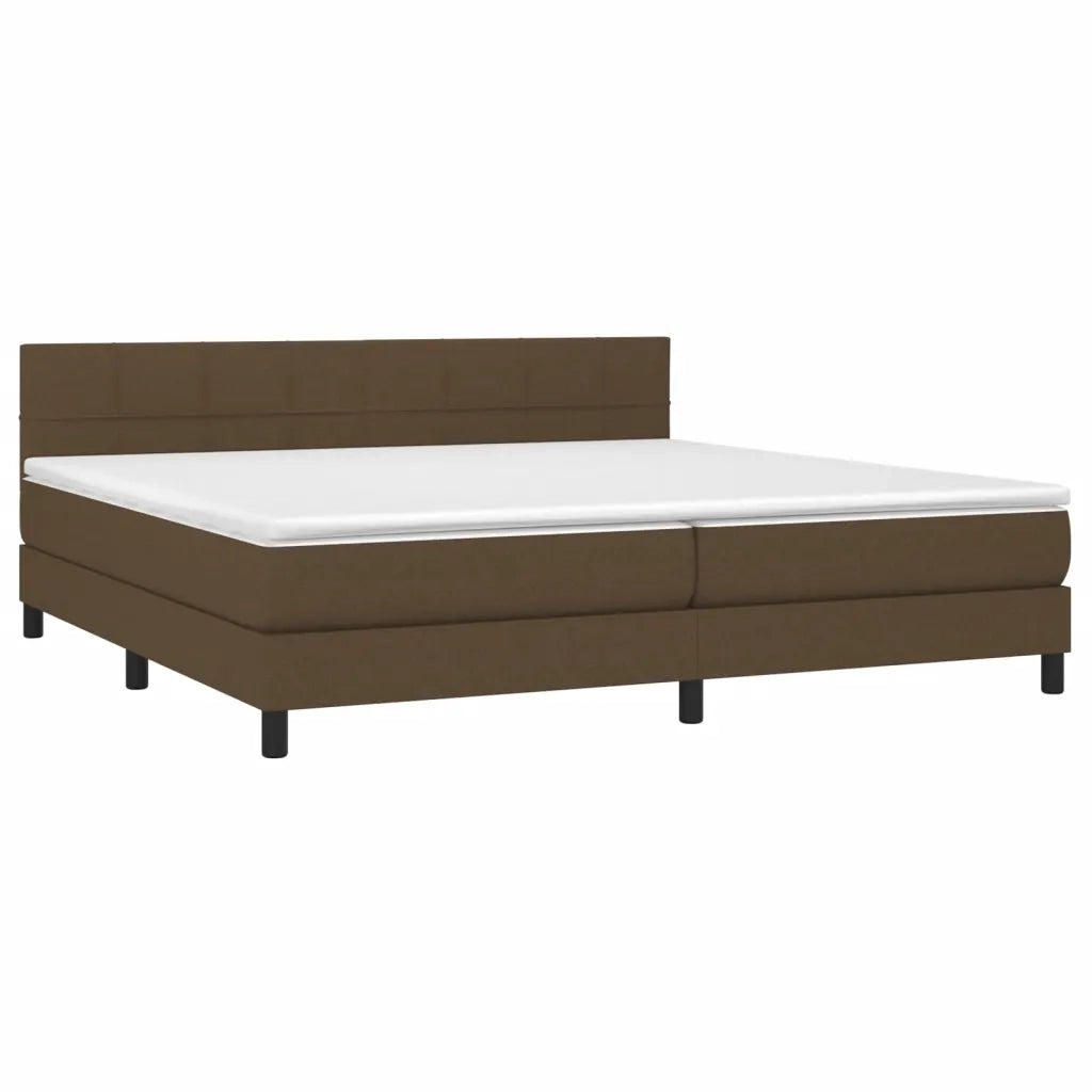 Letto a Molle Materasso e LED MarroneScuro 200x200cm in Tessuto 3133184