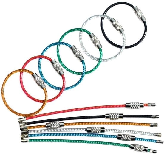 Sostituti di chiave in acciaio inossidabile 36 pezzi - 10 cm - Anelli di cavo 2 mm - Etichette di bagaglio - Lacci adattabili - Leggeri e resistenti - Anelli di filo