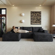 Divano angolare con chaise longue ¨C Minimal ¨C nero velluto 270cm