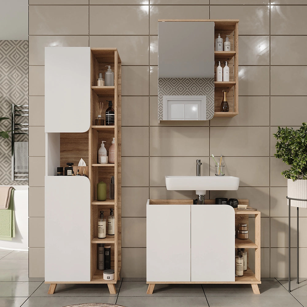 Vicco Set di mobili da bagno Sonoma/Bianco 3 parti