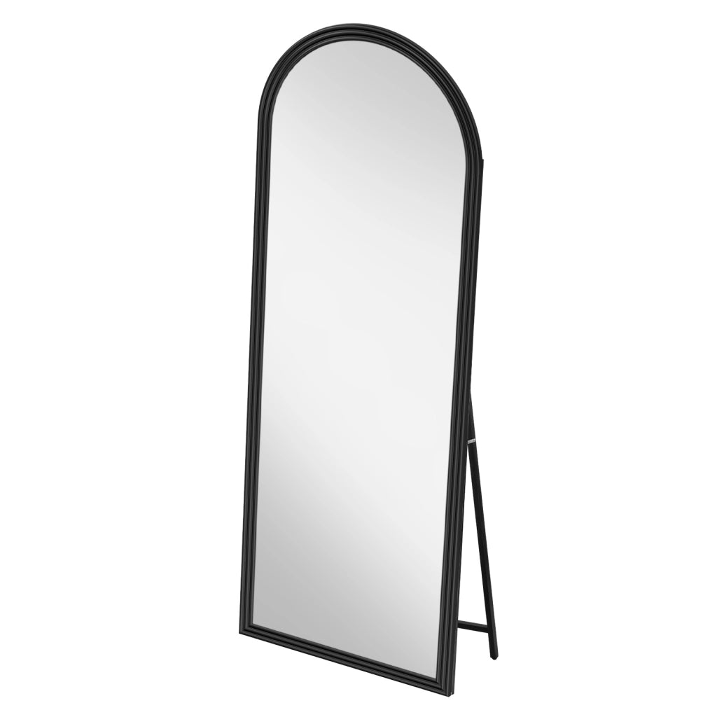 SPECCHIO A FIGURA INTERA ARCUATO 160x50 cm Legno Nero con supporto metallico