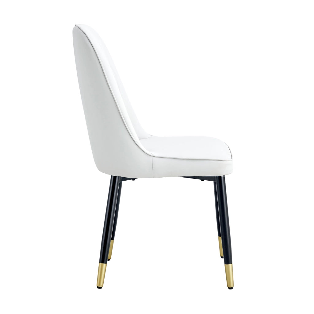 Set di 2 sedie da pranzo moderne - Zephmum- Bianco PU pelle gambe nere metallo