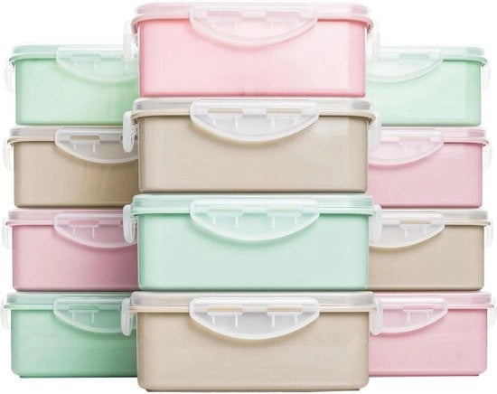 12 Contenitori per Cibo 600ml Aerei Senza BPA Sicuri per Microonde Sicuri per Lavastoviglie Resistenti al Congelamento con Coperchio