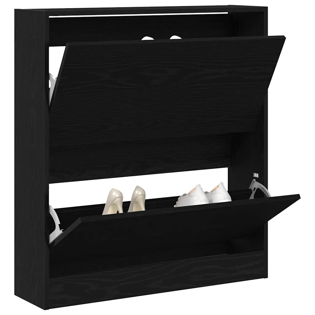 Mobile per scarpe con lo scaffale Rovere Nero 80 x 21 x 87,5 cm 862216