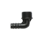 Gomito per tubo di gocciolamento con filettatura esterna D16mm x 3/4 per sistemi di irrigazione.