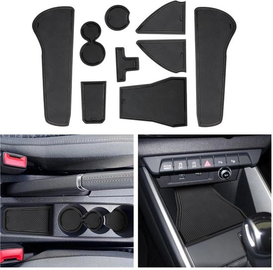 Accessori per Audi A1 GB 2019-2023 2024 2025 Tappeti in gomma per console centrale Antiscivolo Tappeti auto antiscivolo per A1 Sportback 2024 (nero)