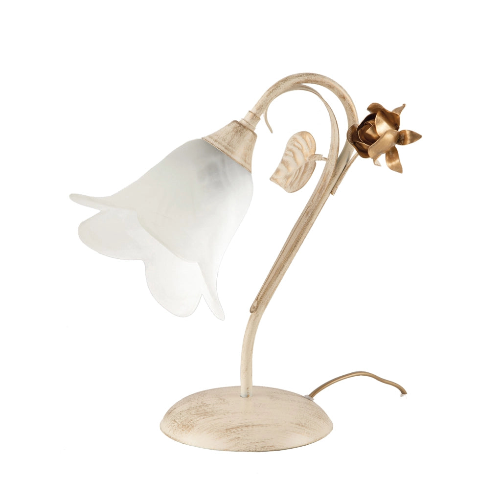 Lumetto Classico Arte Povera 1 Luceferro Battuto Avorio E Oro Serie Cestino