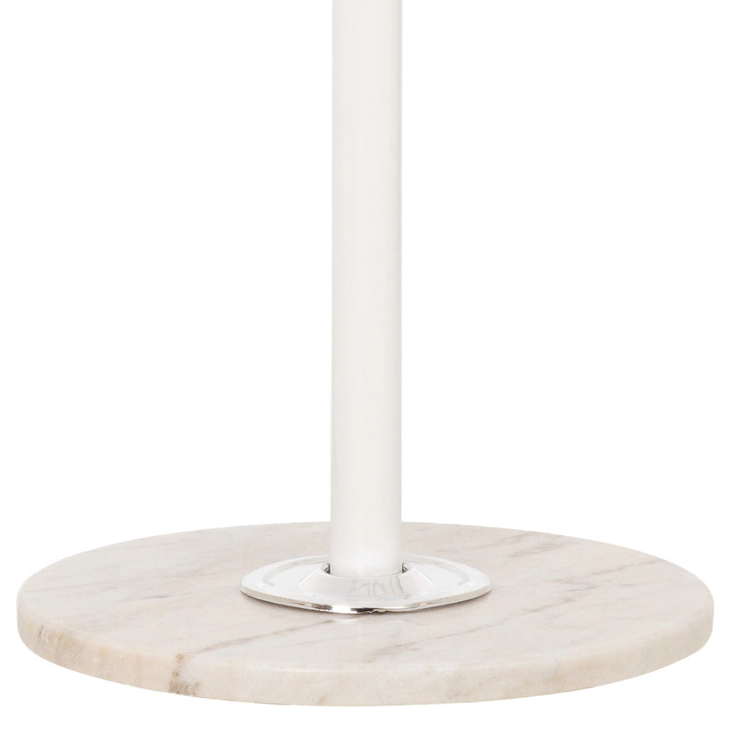 Perchero de metal blanco con paraguero y 5 ganchos D36x178h cm