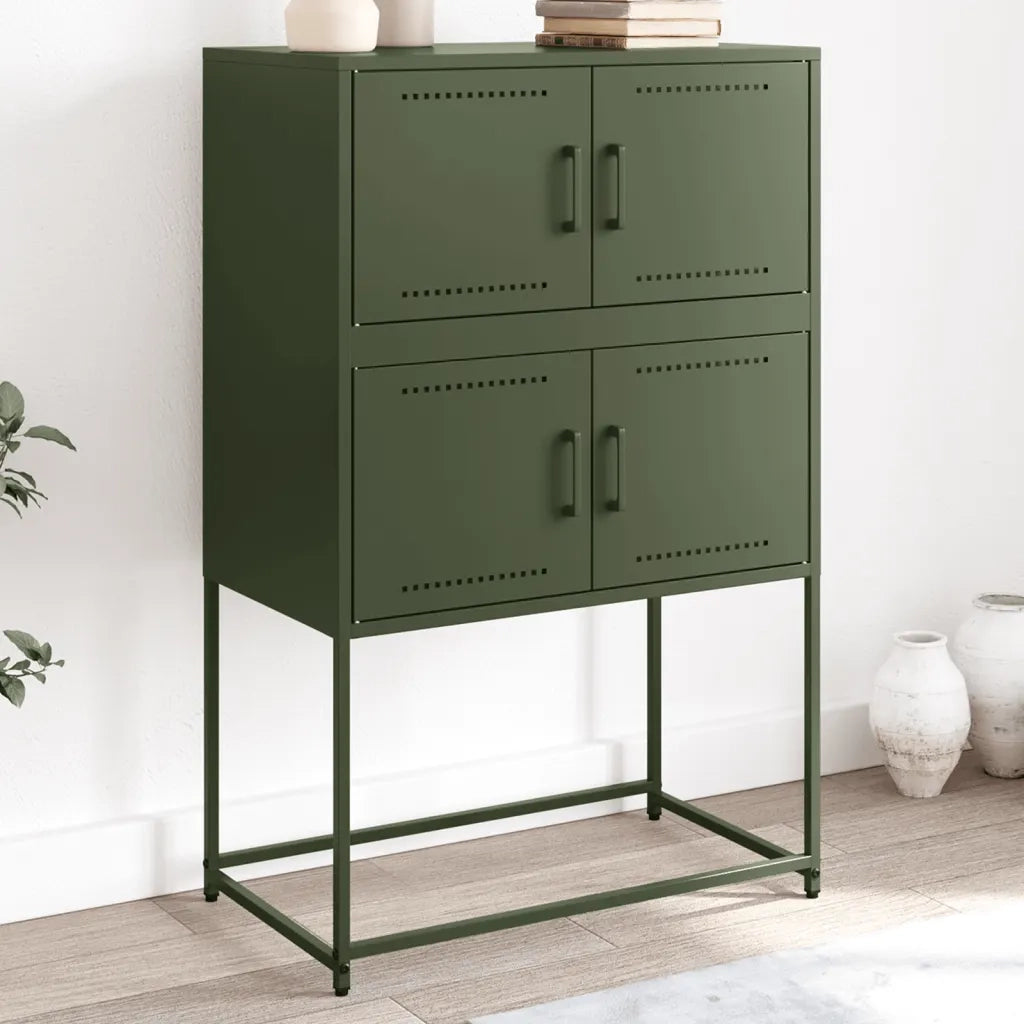 Credenza-Buffet-Armadio da cucina Verde Oliva 68,5x38,5x107 cm in Acciaio 206607