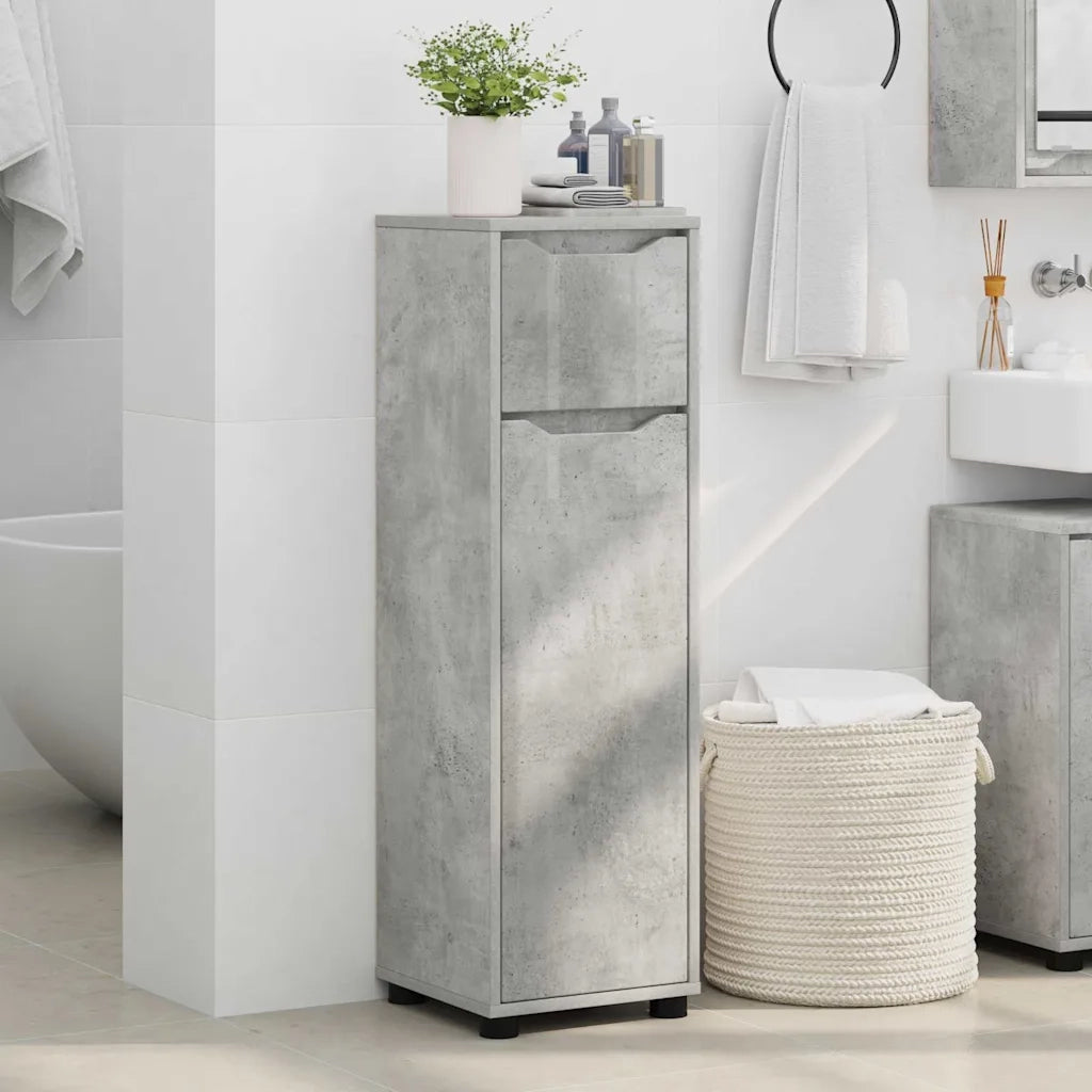 Mobile da Bagno | Armadio da bagno con cassetto Grigio cemento 30,5 x 30 x 101 cm