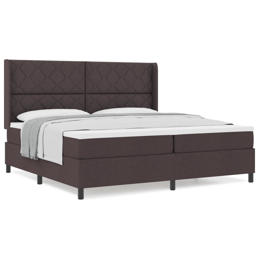 Letto a Box con Materasso Marrone Scuro 200x200 cm Tessuto