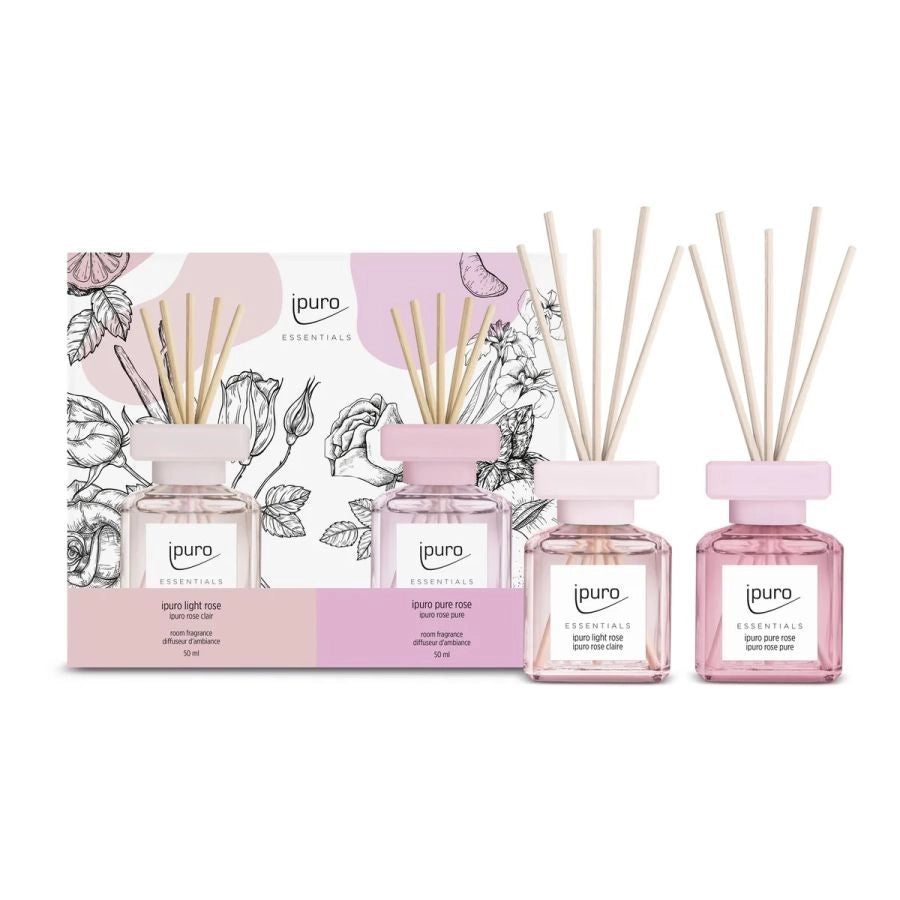 DIFFUSORI BASTONCINI LIGHT ROSE E PURE ROSE 2 DA 50 ML IPURO