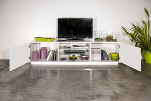 Mobile TV 2 Ante 180x41,4x46 cm Bloom Bianco Lucido