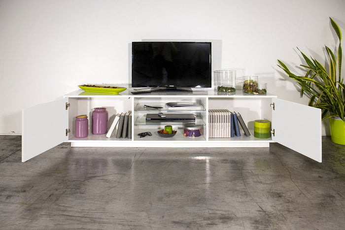 Mobile TV 2 Ante 180x41,4x46 cm Bloom Bianco Lucido