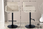 Set di 2 sgabelli da bar Los Angeles in velluto crema,nero