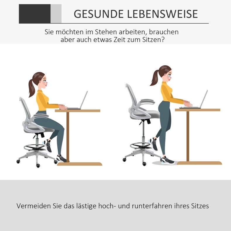 Sedia da ufficio ergonomica grigio chiaro con poggiapiedi