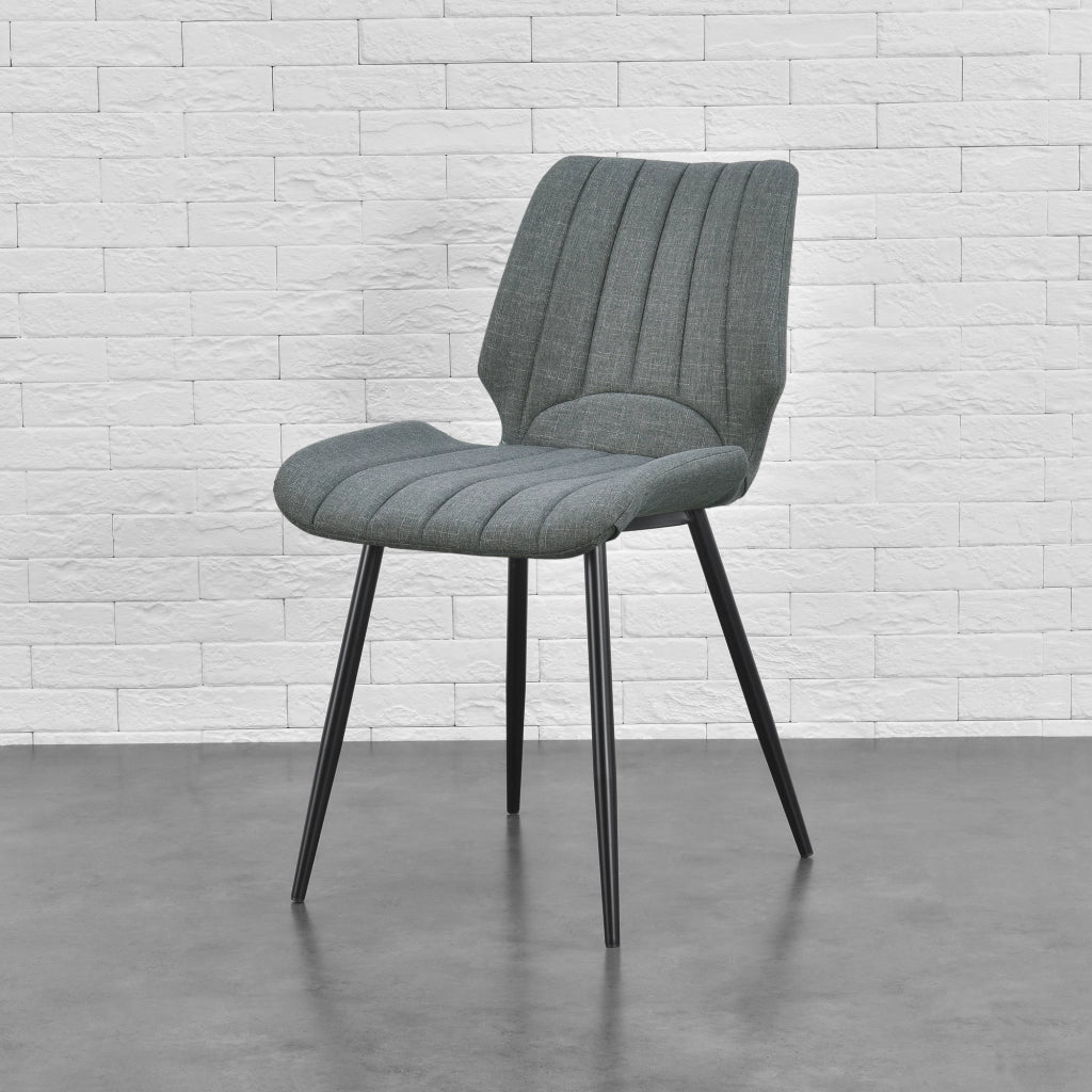 [en.casa] Sedia per Sala da Pranzo Pohorje 77 x 57,5 x 46 cm Set di 2 Tessuto Imbottito Grigio Scuro
