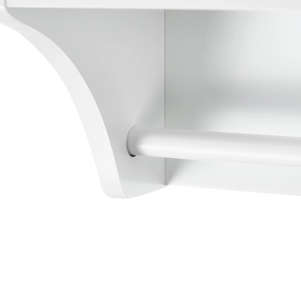 Mobiletto da Bagno da Parete in MDF Bianco con Ante, Ripiano Aperto e Portasciugamani, 60 x 22 cm Design Moderno