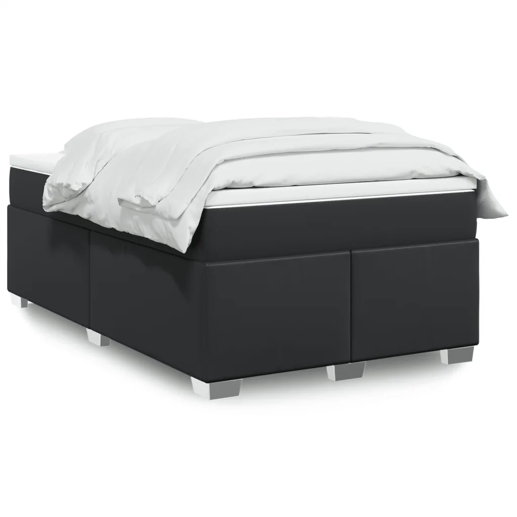 Giroletto a Molle con Materasso Nero 120x190 cm in Similpelle