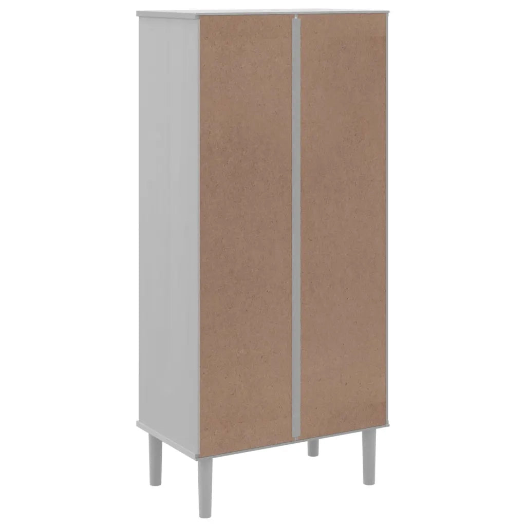 Credenza | Madia | Buffet da pranzo | Armadio da pranzo SENJA Aspetto Rattan Bianco 60x35x130 cm Massello Pino
