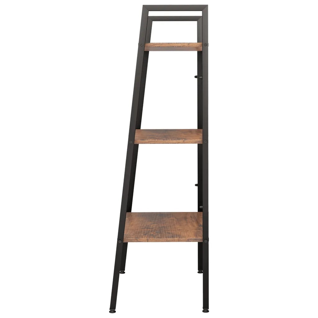 Scaffale Autoportante 3 Ripiani Marrone Scuro Nero 56x35x108 cm