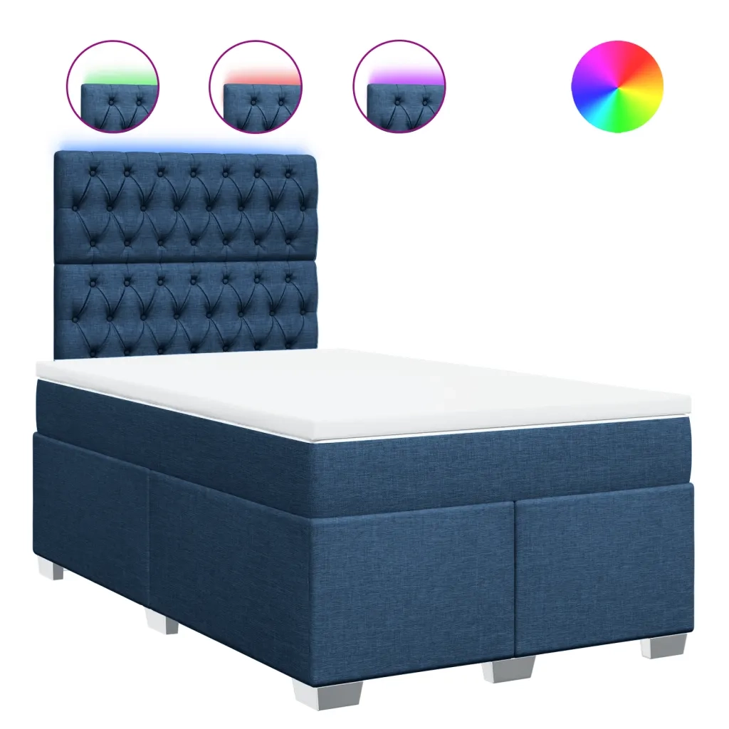 Giroletto a Molle con Materasso Blu 120x190 cm in Tessuto
