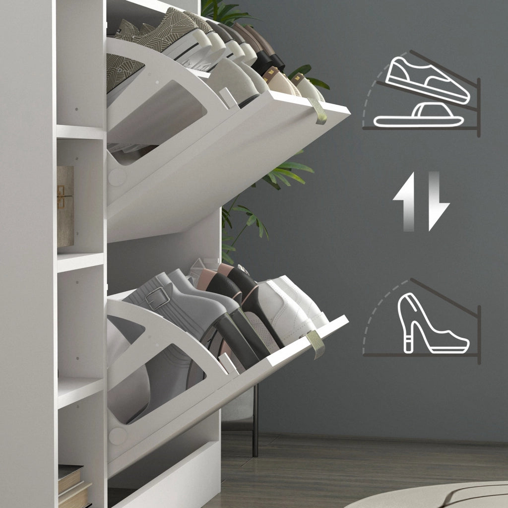 Mobile per scarpe con cassetti e ripiani ¨C zephmum ¨C bianco 89x25x92 cm