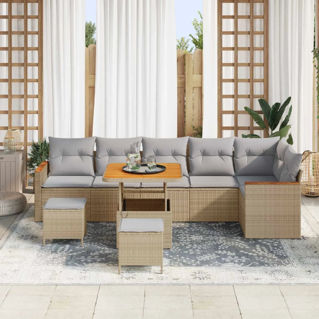 Set Divano da Giardino 9 pcs Beige polyrattan 3362932