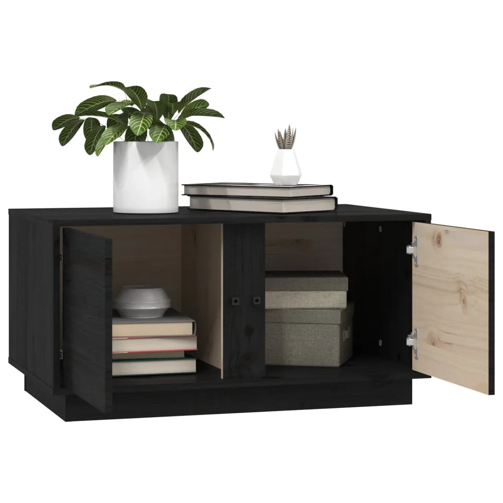 Tavolino da Salotto Nero 80x50x40 cm Legno Massello di Pino cod mxl 26542