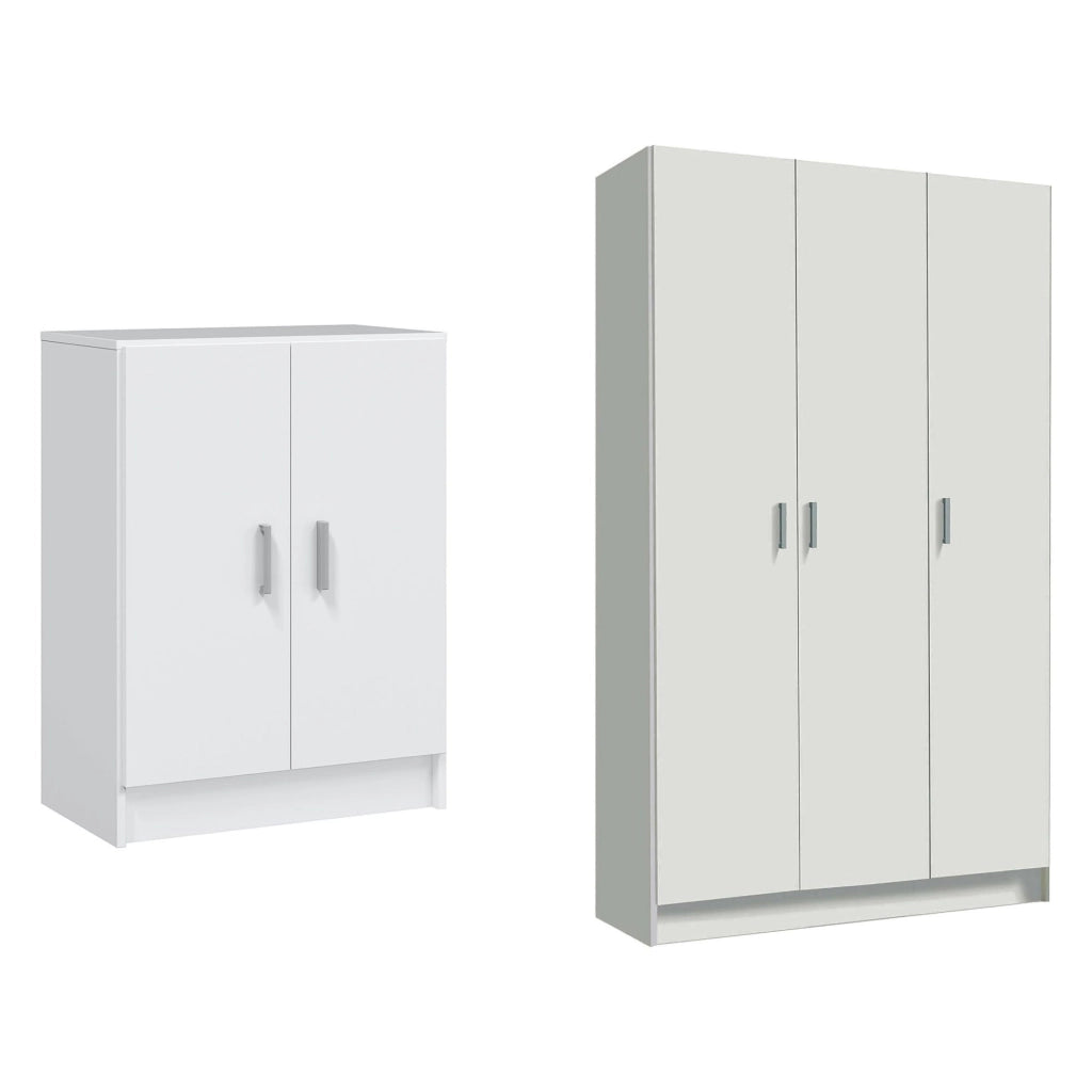 Set Ripostiglio Fenis, set Mobili per Lavanderia 6 Ripiani, Bianco