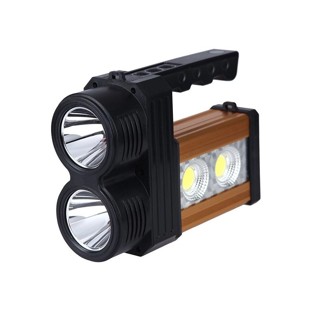 Trade Shop - Torcia Lampada A Led Ricaricabile Emergenza 10w 200 Metri Usb Luce Gialla Bianca -