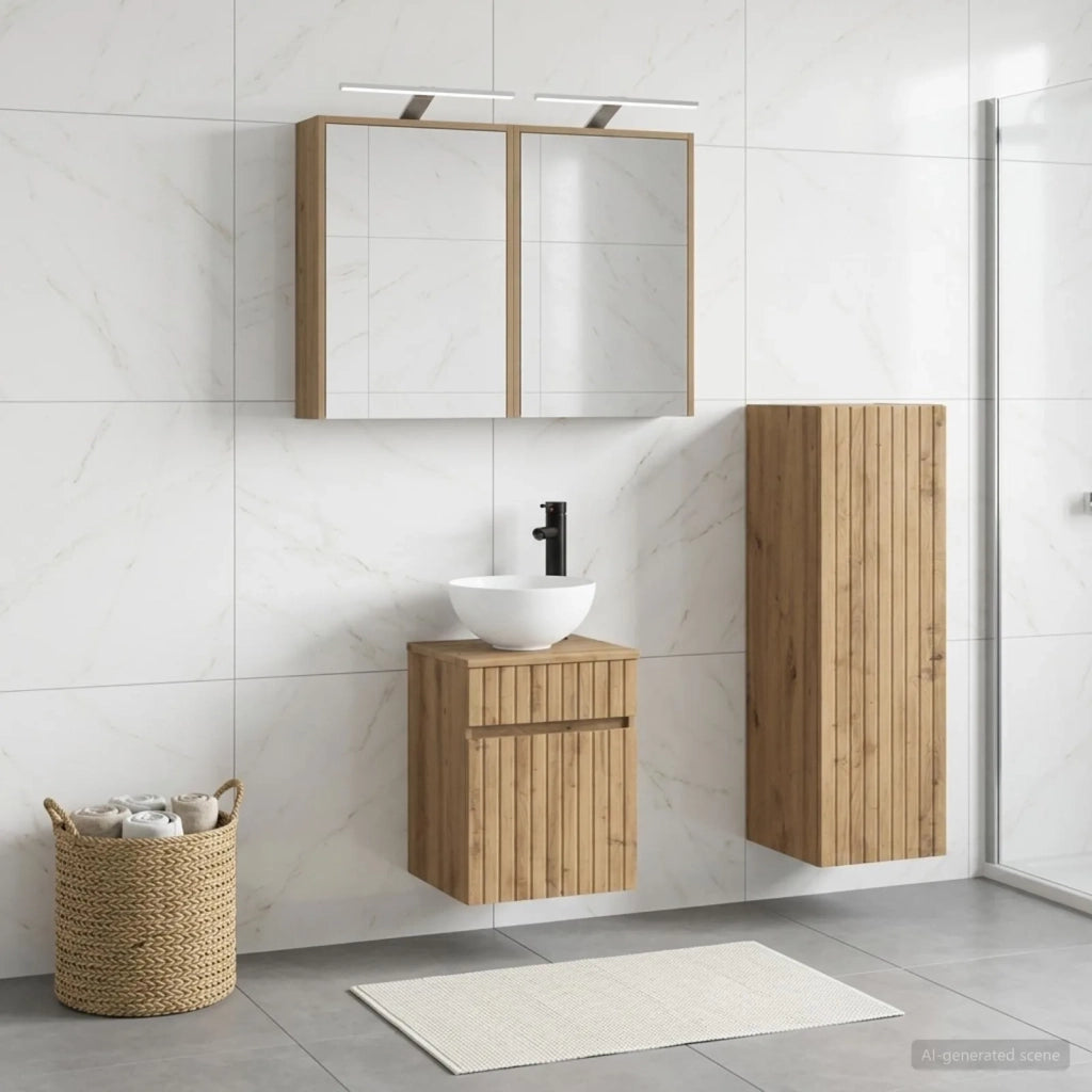 Set di mobili per il bagno 4 pz Rovere Artigianale 3407470