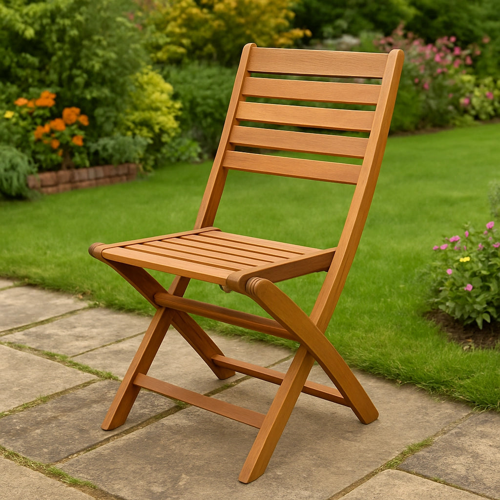 Set di 2 Sedie Pieghevoli in Legno di Acacia 49 x 61 x H 92 cm